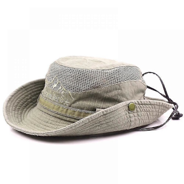 Bomulls Solhatt Herr Sommarhatt UV-Skydd Vandringshatt Fiskehatt Trekking Hopfällbar Safarihatt Med Hakband Utomhus Bush Hatt Vandring Bu[YJD]