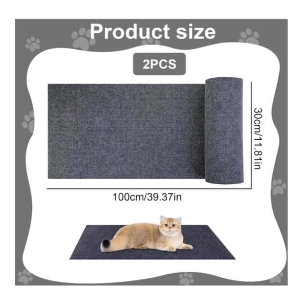 2-pakning selvklebende katteskrapematte 100 cm x 30 cm, sofaprotektor, katteklatrematte, DIY katteskraper, katteskrapestolpe (YJD)