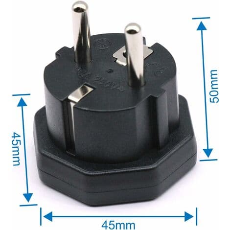 US/JP/CA hanstik til EU/DE/FR/IT/ES hunstik, US/CA/JP hanstik til elektroniske enheder, 2-benet EU hunadapter (3 stk., sort) [YJD]