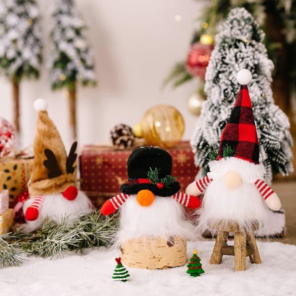 Julepynt Q-versjon Rudolph lysende ansiktsløs dukkedekorasjon med lampe dverg-anheng [YJD] 1
