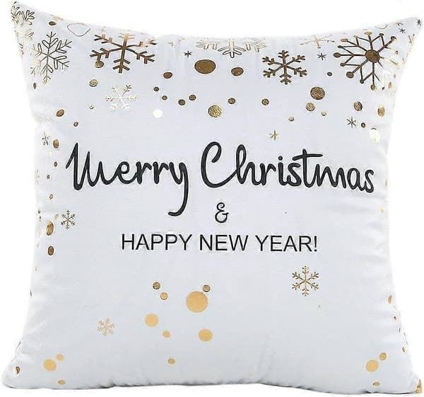 Set med 4 julkuddar, plyschkuddfodral, julkuddfodral med snöflingor, 45x45 cm[YJD]
