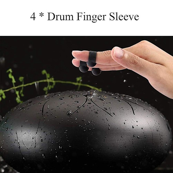 8 st stumtums trumfingerplockar fingerhylsor handpan med 4 st eteriska trumtrumset Pe  (YJD) Black