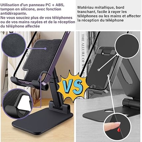Vikbart Telefonholder Sort Kompatibel Med Vikbart Tablet Desk[YJD]