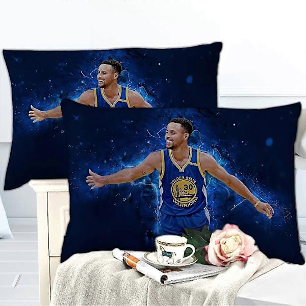 Basketboll Stephen Curry 3-delad Täcke Set - 600 Trådsräkning Egyptisk Bomull, Snygg Andningsbar och Hållbar, Premium Sängkläder Kollektion)_v (YJD) Double200x200cm