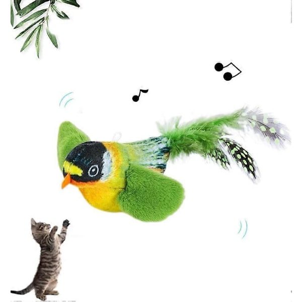Flappy Chase - kissalelu, Flappy Chase - lintu kissalelu, FlappyChase - interaktiivinen kissalelu, sirisevä lintu kissalelu läppäävillä siivillä [HK] Green