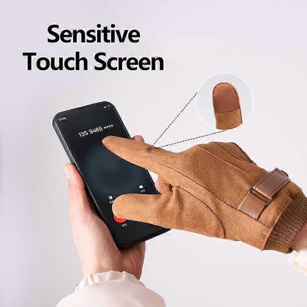 Suede Cykelhandsker til Mænd Vinter Tykke Handsker Vandring Polyester Touch Screen Varme Fluffy Motorcykel Bløde Leveringshandsker[YJD] One Size