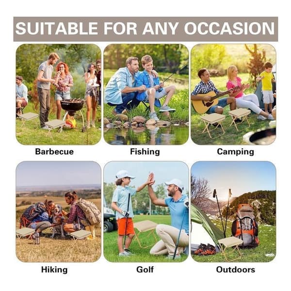 10 STK Sammenleggbare Campingkrakker, Sammenleggbare Campingstoler med Oppbevaringspose, Ultralett Sammenleggbar Stol for Reise (YJD)