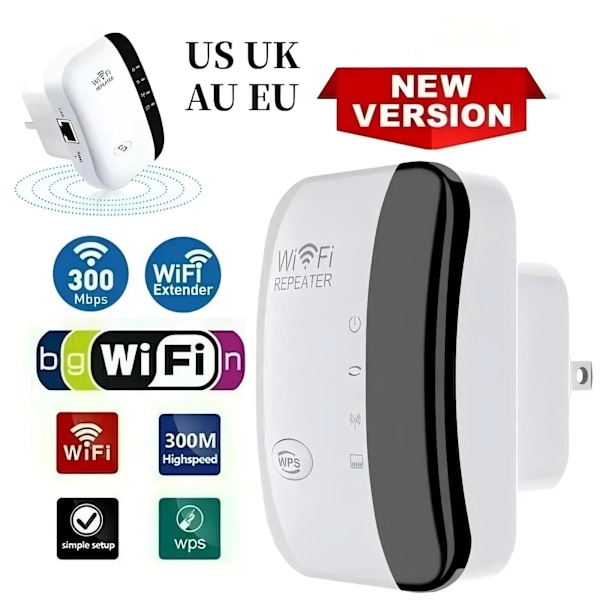 Wifi Repeater Trådlös Signal Förstärkare Utökat Nätverk Förbättrare EU US Hem Router 300m Thro(YJD) EU Plug