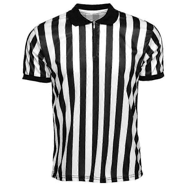 Offisiell Pro-stil Krage Stripete Dommer Skjorte for Menn - Gym Sport Fotball Basketball Varer[HK] 3XL