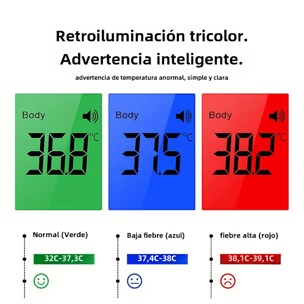 Berøringsfri Digitalt Termometer til Børn og Voksne, Temperaturalarm, Panden, Indendørs, Infrarød, Multifunktion White