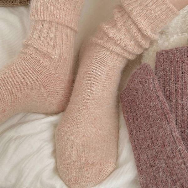 Lange Strømper Mode Cashmere Vinter Varme Fløjlsstrømper Tykke Striber Lange Strømper Termiske Midt Rør Strømper Til Kvinder[YJD] One Size
