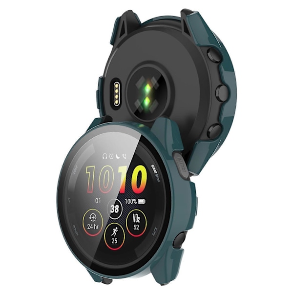 Garmin Forerunner 265 -älykellon PC-kellokotelo karkaistulla lasisella näytönsuojalla - Musta[HK] Blackish Green Multicolor