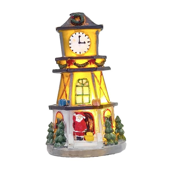 LED Klokketårn Skrivebordsminiaturemodel Gave Oplyst Julebyhus[YJD] Multicolor M