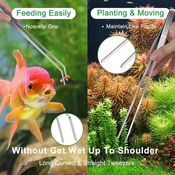 Akvarium aquascaping sæt - 1 sæt (saks + pincet + spatel), rustfrit stål + taske - Velegnet til akvarievedligeholdelse (YJD)