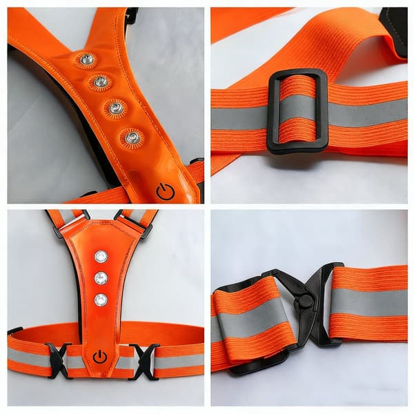 Refleksvest med lys for løping - Justerbart lettvektsdesign for løping, jogging, turgåing, sykling - Oransje[YJD]