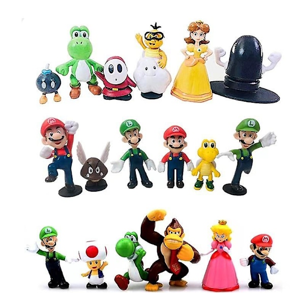 Piirroshahmoset 18 kpl/setti Super Mario Bros Super Mary Prinsessa, Kilpikonna, Sieni, Orangutan, Super Mary Action Figures, 1.2 - 2\" (YJD)