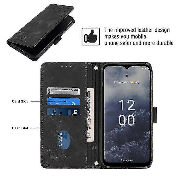 Etui til Nokia G60 5g Cover Flip Magnetisk Læder Wallet Kortholder Kompatibel Med Nokia G60 5g Etui[HK] Black