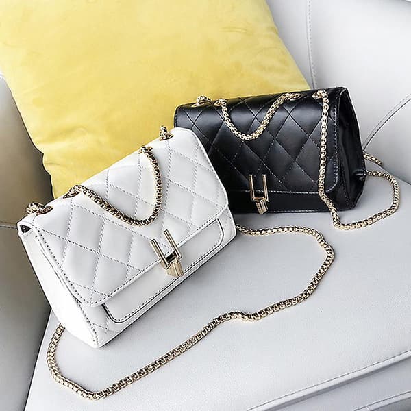 Nittekæde PU Læder Crossbody Tasker Dame Mode Skuldertaske Små Håndtasker[YJD] Black 1pc