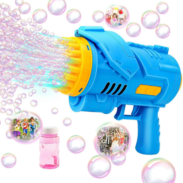 40 Håls Bubbelmaskingevär Blå Bubbelpistol med Ljus Bubbellösning [YJD]