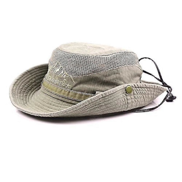 Bomulls Solhatt Herr Sommarhatt UV-Skydd Vandringshatt Fiskehatt Trekking Hopfällbar Safarihatt Med Hakband Utomhus Bush Hatt Vandring Bu[YJD]