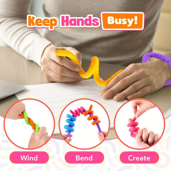 Nye Fidget Legetøj Sensoriske Stave Teksturerede Beroligende Sensoriske Legetøj Transformerende Vridende Formende Afslapningslegetøj[YJD] 6 pcs