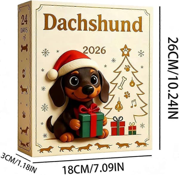 Julekalender 2026 - 24 dages nedtælling med gravhundvedhængssæt [YJD]