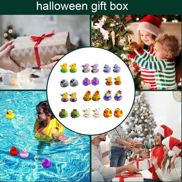 Sød mini Halloween-ælling lavet af PVC, badelegetøj, festgave, ælling med fløjte (JYD)
