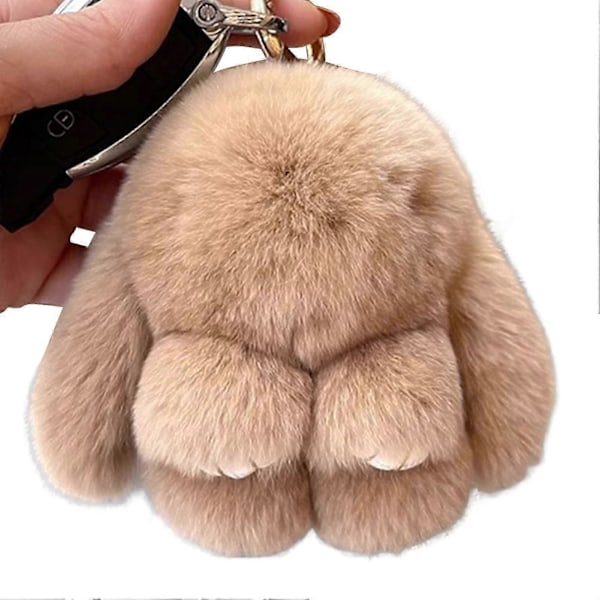 Handgjord Mjuk Kanin Pompom Charm Söta Plyschdocka Hänge Mode Ryggsäck Handväska Hängande Ornament_v (YJD) Khaki