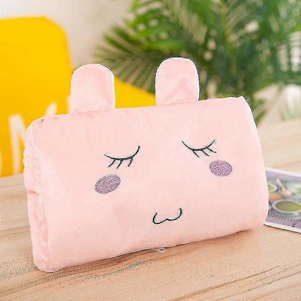 Mjuk Kramkudde Handvärmare Tecknad Fylld Plyschdocka Ryggkudde Prydnad För[YJD] Pink Rabbit