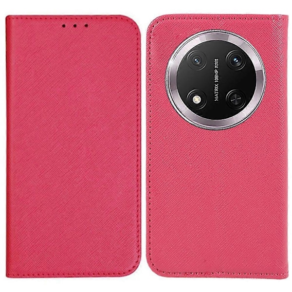 Honor Magic7 Lite 5G/ X9c 5G Kotelo Ristikkäinen Nahkainen Puhelinkuori Piilotettu Magneettikiinnitys[HK] Pink