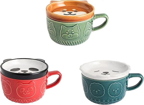 Djurkaffemugg med lock 220ml Söt Keramikmugg Håller Drycker Varma för Djurälskare[YJD]