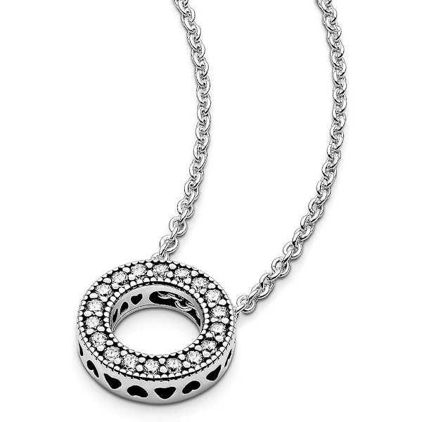 Pandora Smykker Pandora Hjerte Cubic Zirconia Halskæde Sterling Sølv, 45 cm (YJD)