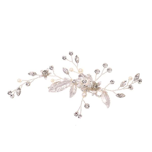 Håndlavede Blomster Bryllup Krystal Perle Hårklemmer Hårtilbehør Brudegaver[YJD] Silver 1pc
