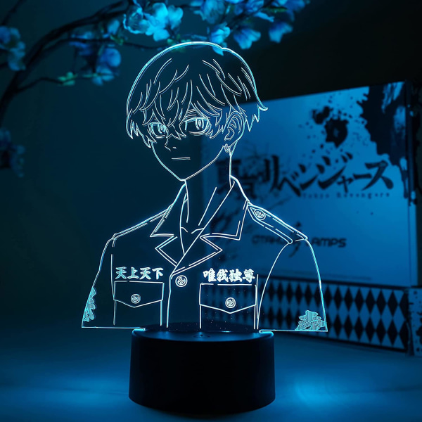 Chifuyu Bust Otaku Lamp Tokyo Revengers Anime Lamp Figur Nattljus, 16 färger Rgb LED Remote, 3d Anime Room Dcor Present till Otaku