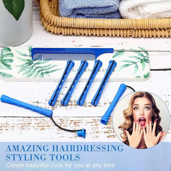 20 stk. Cool Wave krølltang Krølltang Krølltang med stålkam for styling av hår (blå, 0,35 tommer)[YJD]