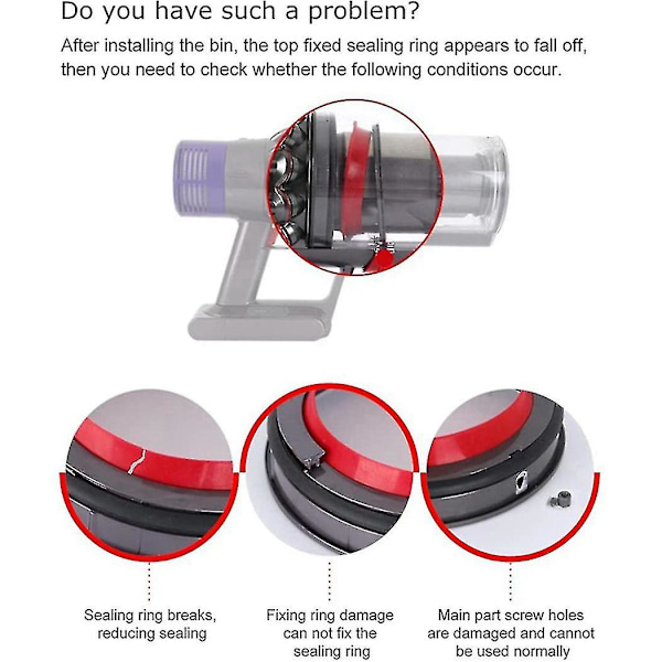 Ersättningsring för dammbehållare, toppmonterad, tätningsring, tillbehör för V10 Sv12 dammsugare -yuyu