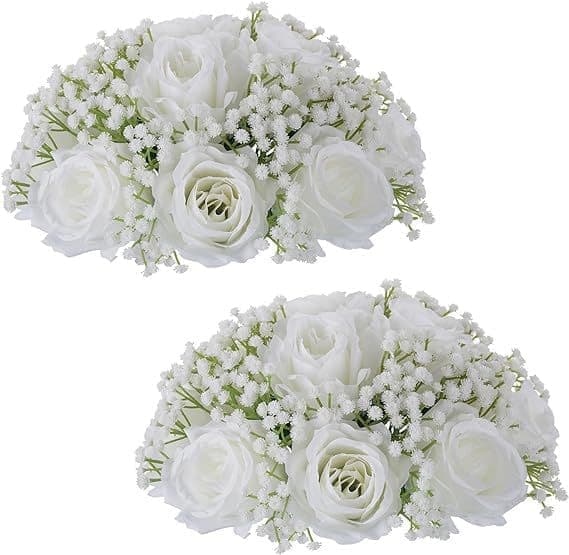 Konstgjorda blommor för bröllops- och festdekorationer - Förpackning med 2 stjälkar [YJD] white white