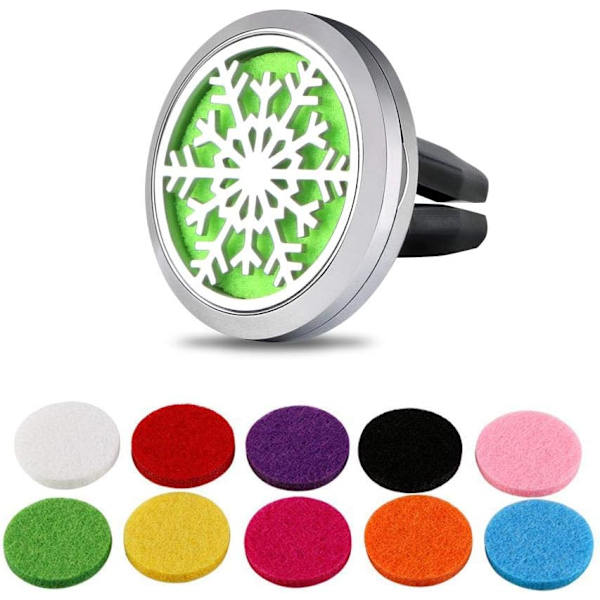 Vicloon Bil Aromaterapi Eterisk Olje Diffuser, Eterisk Olje Diffuser i Rustfritt Stål, Bil Luftfrisker Klips, Luftfrisker i Rustfritt Stål [YJD] 1pcs-Snowflake Style