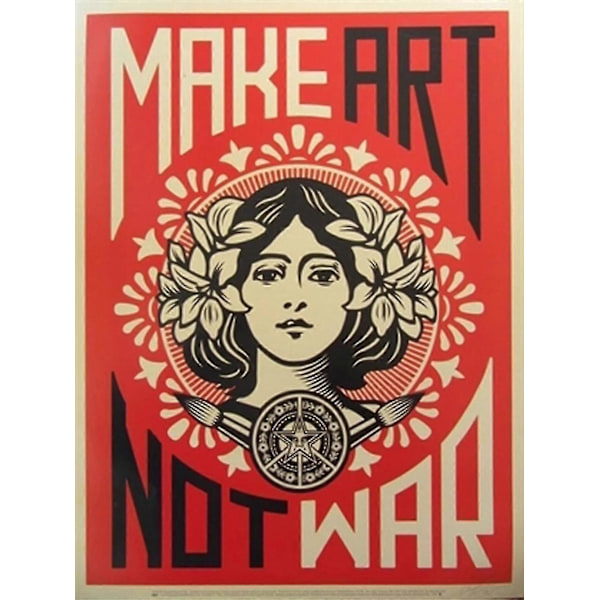 Make Art Not War -taidejuliste, kirjastokuvat, 18x24 tuumaa [YJD]