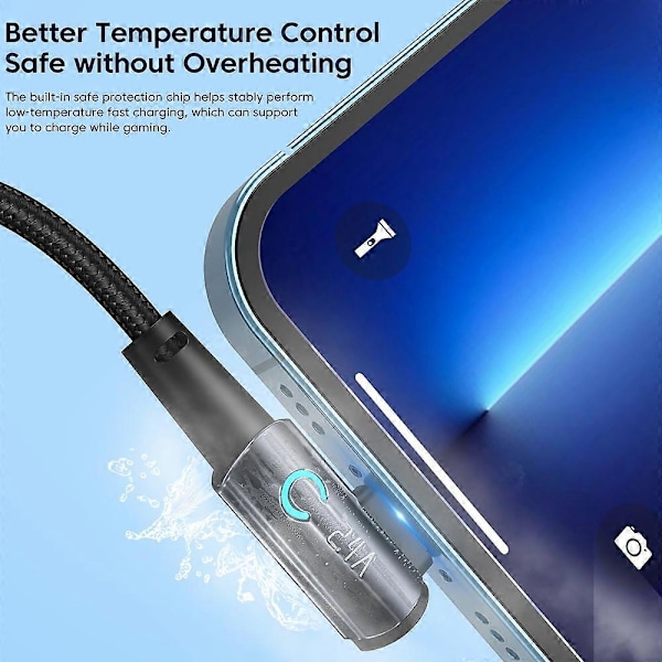 TOOCKI TQ-X25A1 1m 2.4A Laddningskabel USB-A till Lightning Rätvinklig Datakabel-[HK] Multicolor Grey