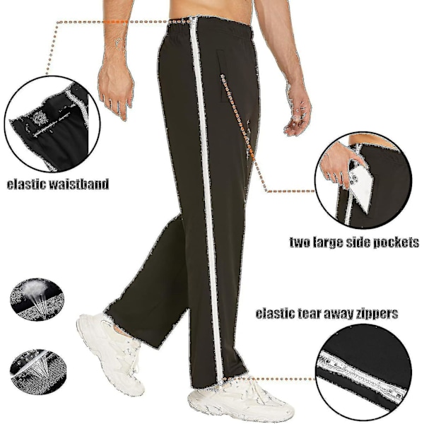 \"Träningsbyxor för män med fullängdsdragkedja, joggingbyxor, tear-off byxor, fritidsbyxor, lösa, avslappnade sportkläder med ficka W[HK] M