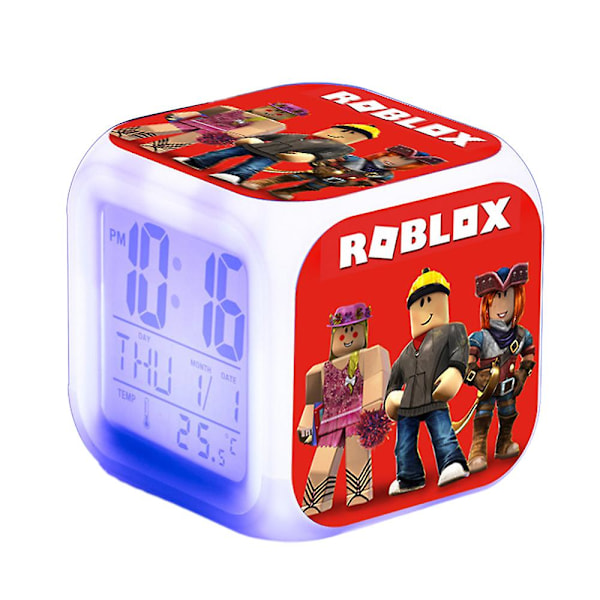 Roblox Print Digital Vekkerklokke Spill Nattlys LED-Skjerm Sengeside 7 Farge Skiftende Klokke Hjemmedekor Barn Gaver (YJD) C