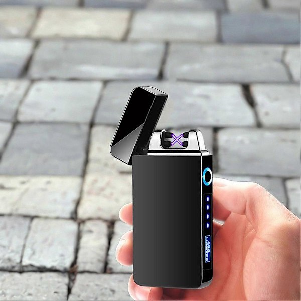 Dubbel Arc USB Elektrisk Vindtät Flamfri Tändare Uppladdningsbar Touch Sensor Tändare Present till Pappa[YJD] Red