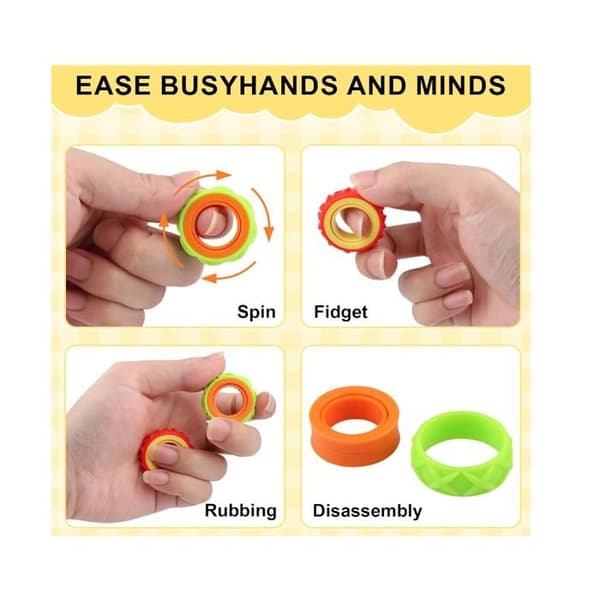 Sett med 12 stressringer for barn og voksne - Stressring - Stressring - Fidget spinner-ring -[YJD]