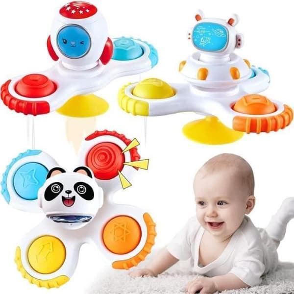 BADELEGETØJ Sugekop Babylegetøj 3 Stykker Badelegetøj Spinner Legetøj Astronaut Baby Spinner Legetøj Gave Bruselegetøj til[YJD] 4 colors