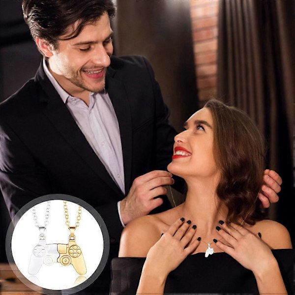 2 kpl Muoti Peliohjain Pari Kaulakoru Magneettinen Yhteensopiva Pariskunnille Parhaat Ystävät Ystävyys[HK] Gold Silver