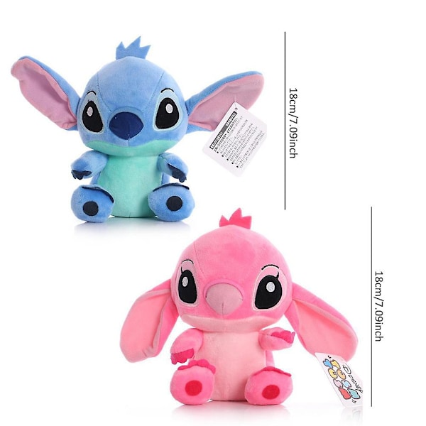 Mjuka plyschleksaker för barn 18 cm Lilo & Stitch, plyschdocka, heminredning för soffa (YJD) Blue