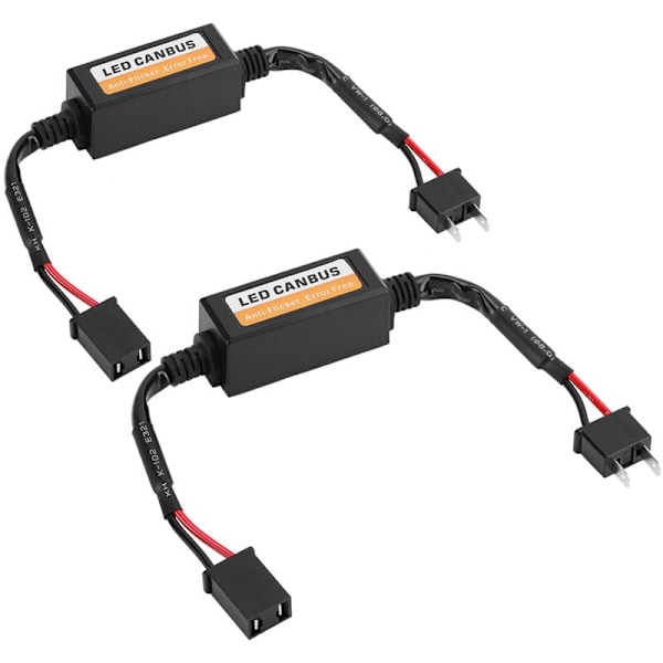 2 stk LED Canbus Hodelykt Dekoder Enhet Anti-Flimmer Motstander Feil Kanseller for H7