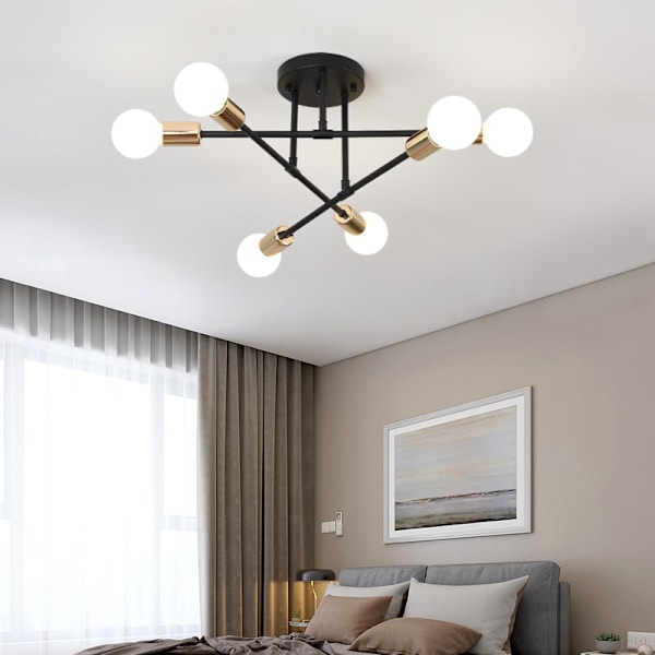 Moderne Retro Industriell Stil Smijern LED Taklampe White Golden Without light bulb