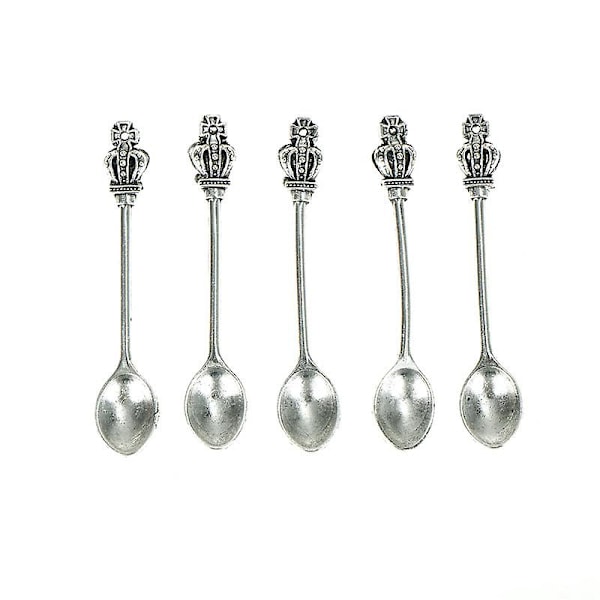 5 kpl Vintage Crown -lusikkamuotoisia riipuksia korujen valmistukseen (YJD) Silver 5 Pcs